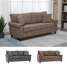 3 Seater Sofas Fabric Sofa with Nailhead Trim Cushions and Throw Pillows
