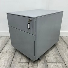 2-Drawer Under Desk Pedestal, Grey Metal Finish, W420mm