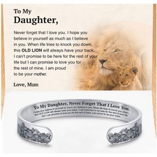To My Daughter Proud of You Love Bracelet Adjustable Engraved Cuff Bangle Gifts