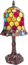 32CM TIFFANY STYLE TABLE LAMP Multi colour  SPOT GLASS SHADE 15CM PLUS FREE BULB