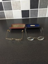 VTG x2 Safety Goggles Safety Glasses Wire Rim 2" Lens W/ Cases Distressed