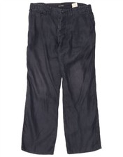 ARMANI Mens Wide Leg Casual Trousers EU 50 Large W33 L32 Navy Blue Ramie AX13