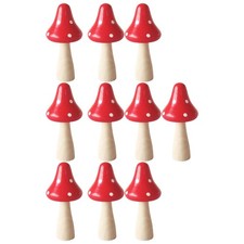10Pcs Wooden Mushroom Decors