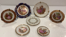 7 Vintage  Limoges Miniature Plates different designs & sizes  4 With Stands #M7