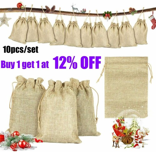 10pcs small burlap drawstring - 10pcs,