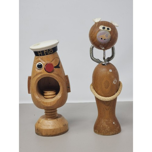 Vintage wood carved nut - wood,