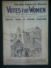 1915 SUFFRAGETTE  NEWSPAPER, REPRODUCTION OF THE OFFICIAL WOMEN'S MOVEMENT PAPER