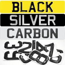 3D Gel Number Plate Making Domed Black Silver Carbon Digits Characters/Letters