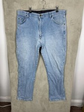 Men's Wrangler Premium Quality Jeans Trousers Size W38 L32 Elastic Waist Blue