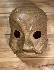 Vintage Minimalist Venetian Styled Wooden Wall Art Mask
