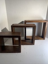 MCM Vtg Cube Wood Wall Shelf