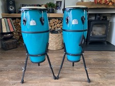 Pearl Primero Series Conga Set (2 Drums) 10 & 11 Deco Blue/ Teal with stands 