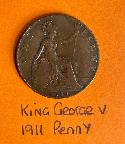 King george one penny coin - king,