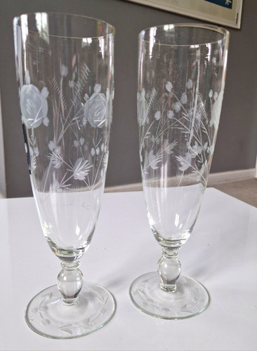 Set clear etched floral - clear,