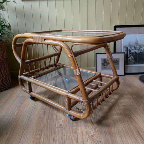 1950s italian bamboo bar cart - italian,