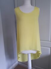 Ladies Neon Yellow Hi Low Hem Long Tunic Sleeveless Vest Cami Top