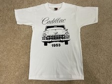 Vintage Fruit Of The Loom T-Shirt Mens Small Graphic Print 1953 Cadillac White