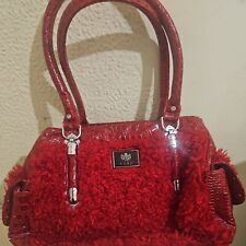 Lydc London Fluffy Patent Handbag Shoulder Bag Red