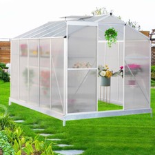 8 x 6 Aluminium Greenhouse Hothouse Polycarbonate Garden Alu Frame Base SlidDoor