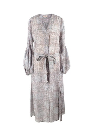 Hannah grey floral belted silk - floral,
