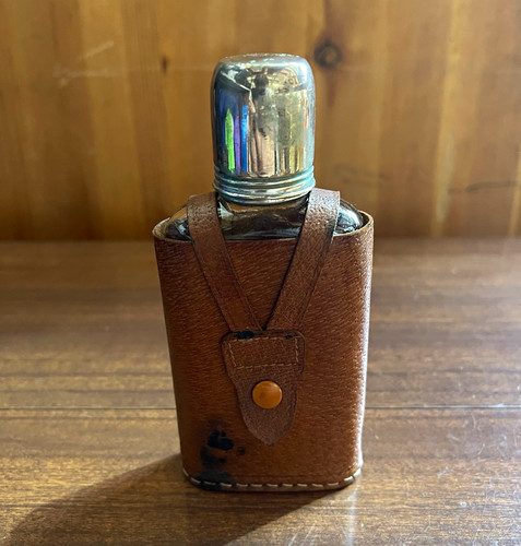 Vintage glass hip flask - hip, with