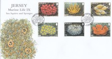 Marine Life IX Sea Squirts Sponges minisheet GB Jersey FDC 20110 (149784)