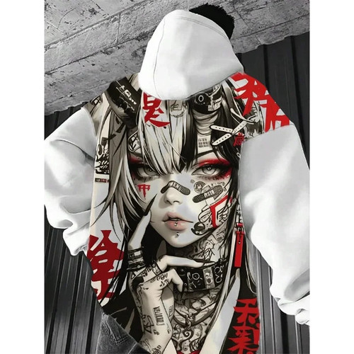 Japanese anime print hoodie - 3d,