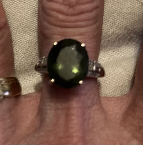 Moldavite diamonds 9ct gold - &,
