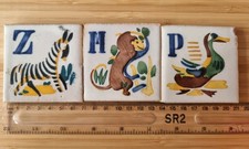 Spanish Hand Painted Tiles Set 3x3 Inchish  3 Inch  Blue and Yellow Brown