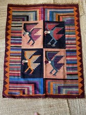 Vtg Wool Handwoven Aztec