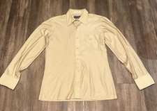 Vintage Oleg Cassini Nylon Dagger Collar Shirt Peach Tan 1970’s Disco Dance