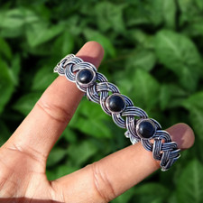 Gorgeous Black Onyx Gemstone Designer Bangle 925 Silver Plated Women's Jewelry