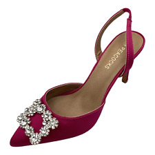 Peacocks Womens Satin Fuchsia Pink High Heel Party Slingback Shoes Size UK 5 New