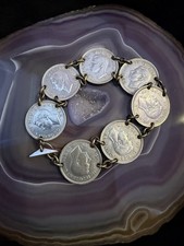 British Vintage Coin Bracelet Sixpence Coins From George VI Era