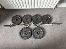 PRO POWER 'ONE-INCH' WEIGHT PLATES 2x10 + 4x5 kgs & Easy Curl Bar
