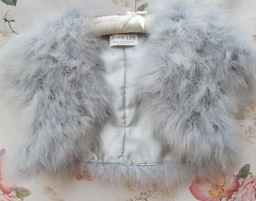 Grey feather bridal bolero - feather,
