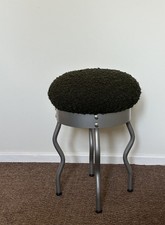 Vintage 1995 IKEA URI Stool by Per Ivar Ledang Wavy Legs Postmodern Green Boucle