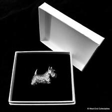 Scottie Dog Scottish Terrier Silver Pewter Brooch in Gift Box UK Made Present