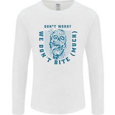 Funny Halloween Zombie We Dont Bite Much Mens Long Sleeve T-Shirt