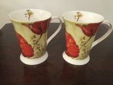 Set of 2 Pimpernel 'Poppy de Villeneuve' Portmeirion Footed Tea Coffee Mugs