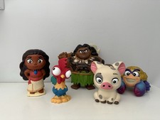 Disney Store Moana Bath Toy Figures Tamatoa Crab Hei Hei Maui Pua Full Set
