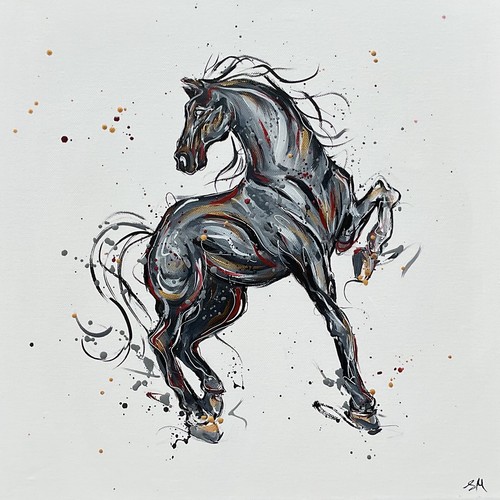Black horse white - black, original