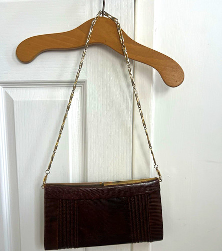 Brown embossed leather animal - brown,