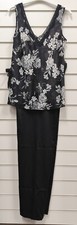 LADIES EX CHAIN STORE QUALITY BLACK FLORAL SATIN SLEEVELESS PYJAMA SET UK SIZE 8