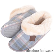 Ladies Womens Slip On Tartan