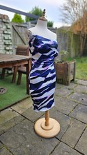 Karen Millen Strapeless Corset Bodycon Purple Zebra Print  Coctail Dress UK 10