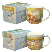 Harbour Views, Seagulls or Beach Huts By Emma Ball Bone China Mug in a Gift Box