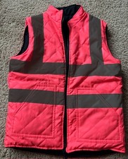 Pink  /black  'Riding team’  reversible Hi Vis  Quilted  Kids Gillette.