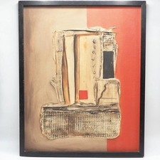 Jean Fletcher Mid-Century Modern Textural Abstract Painting Signed Framed