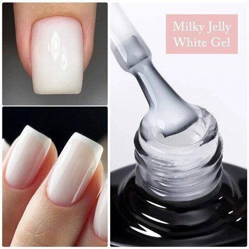 Milky pink white gel nail - gel,